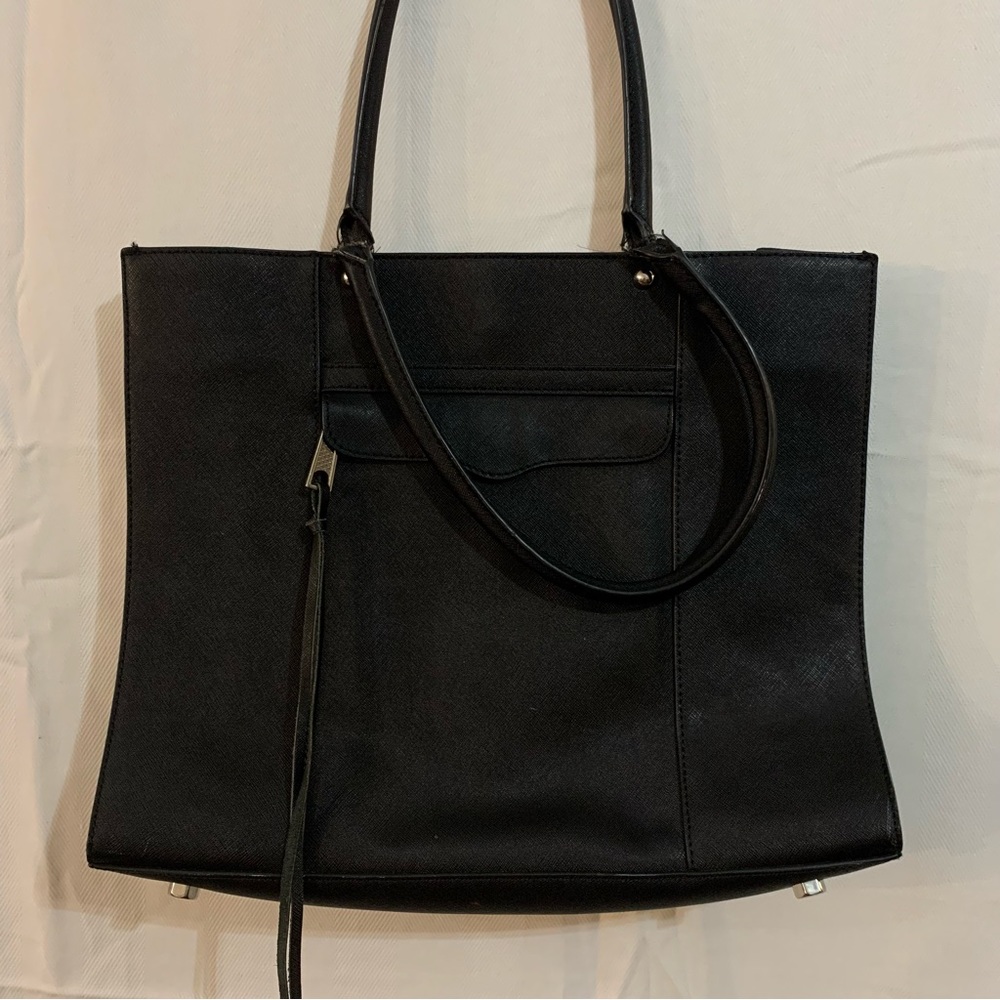 rebecca minkoff work tote bag black leather